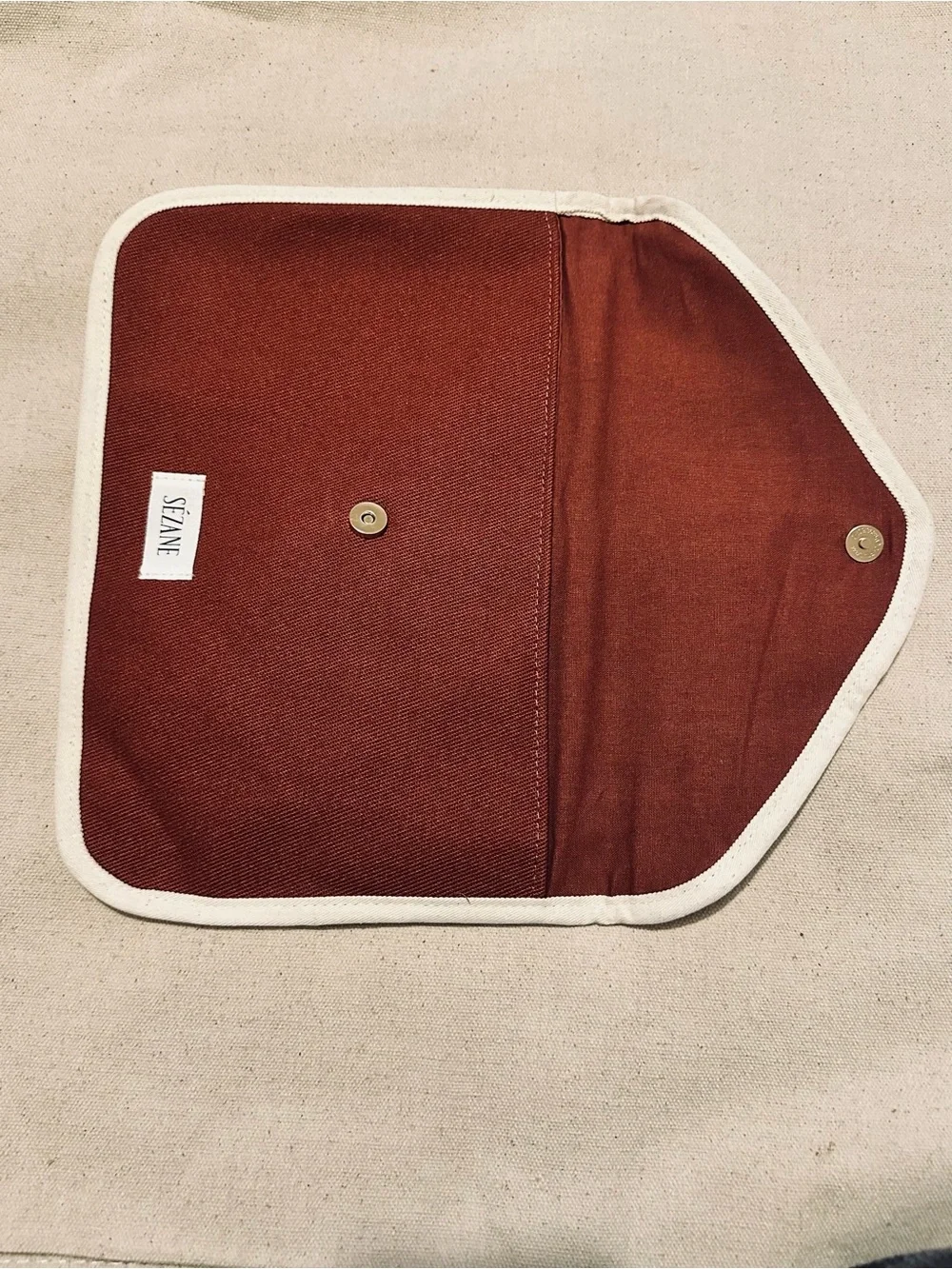 Sezane | Clutch/Pouch | Sezane Women's Rust Envelope Clutch with White Trim